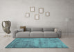 Machine Washable Abstract Turquoise Contemporary Area Rugs in a Living Room,, wshcon425turq