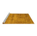 Sideview of Machine Washable Abstract Yellow Contemporary Rug, wshcon425yw