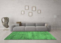 Machine Washable Abstract Emerald Green Contemporary Rug, wshcon425emgrn