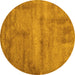 Round Abstract Yellow Contemporary Rug, con425yw