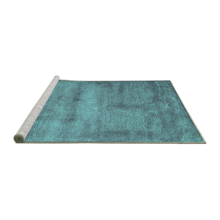 Sideview of Machine Washable Abstract Turquoise Contemporary Area Rugs, wshcon425turq