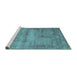 Sideview of Machine Washable Abstract Turquoise Contemporary Area Rugs, wshcon425turq