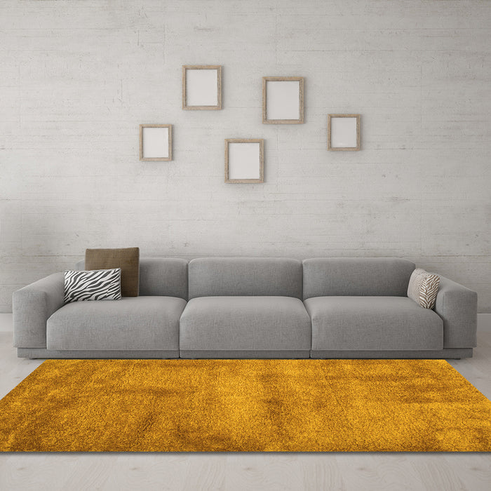 Machine Washable Abstract Yellow Contemporary Rug in a Living Room, wshcon425yw