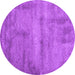 Round Machine Washable Abstract Purple Contemporary Area Rugs, wshcon425pur
