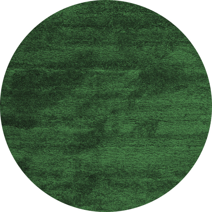 Round Machine Washable Abstract Emerald Green Contemporary Area Rugs, wshcon426emgrn