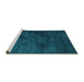 Sideview of Machine Washable Abstract Turquoise Contemporary Area Rugs, wshcon426turq