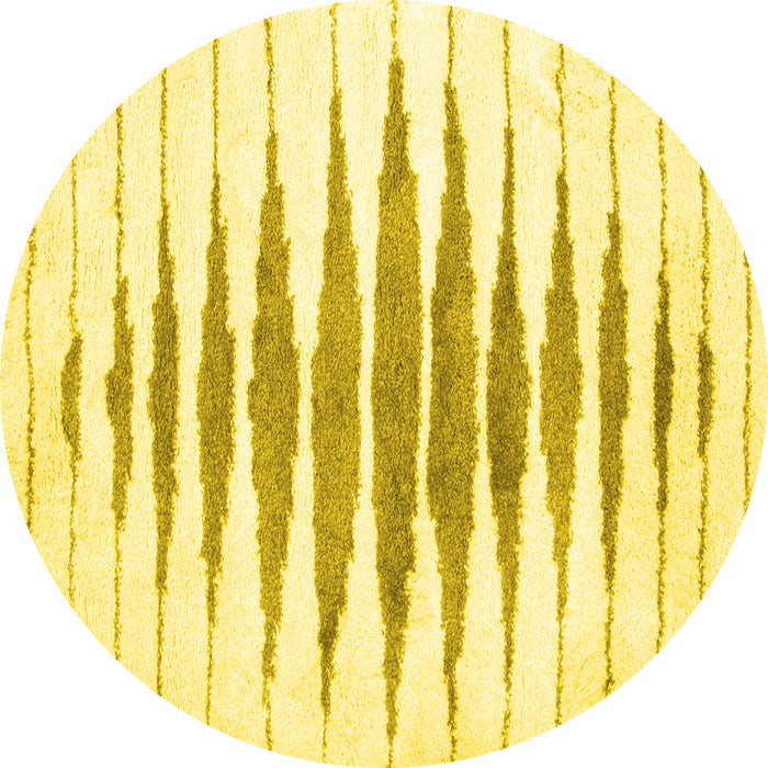 Round Machine Washable Solid Yellow Modern Rug, wshcon427yw