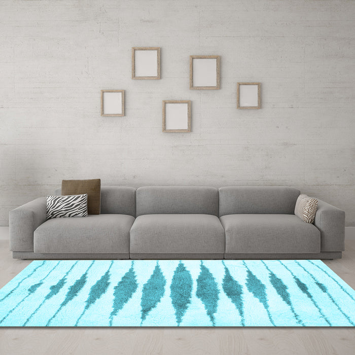 Machine Washable Solid Light Blue Modern Rug in a Living Room, wshcon427lblu