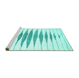 Sideview of Machine Washable Solid Turquoise Modern Area Rugs, wshcon427turq