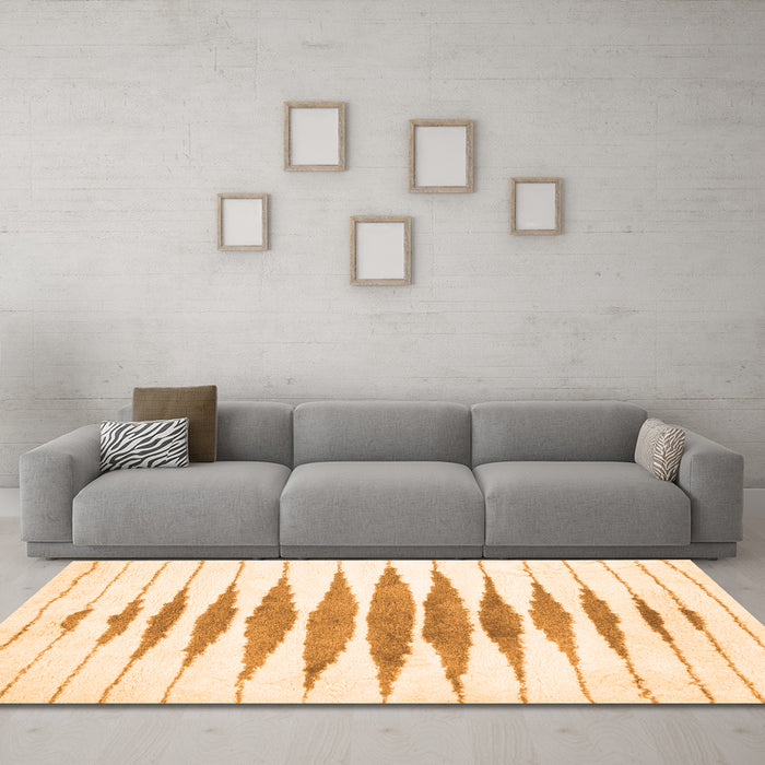 Machine Washable Solid Orange Modern Area Rugs in a Living Room, wshcon427org