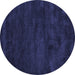 Round Abstract Blue Contemporary Rug, con428blu