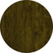 Round Abstract Yellow Contemporary Rug, con428yw