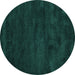 Round Machine Washable Abstract Turquoise Contemporary Area Rugs, wshcon428turq