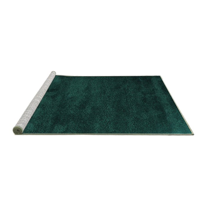 Sideview of Machine Washable Abstract Turquoise Contemporary Area Rugs, wshcon428turq
