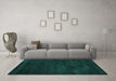 Machine Washable Abstract Turquoise Contemporary Area Rugs in a Living Room,, wshcon428turq