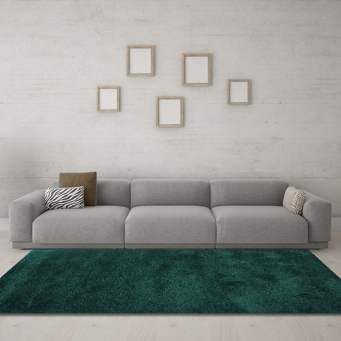 Machine Washable Abstract Turquoise Contemporary Area Rugs in a Living Room,, wshcon428turq