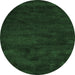 Round Machine Washable Abstract Emerald Green Contemporary Area Rugs, wshcon428emgrn