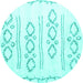 Round Solid Turquoise Modern Rug, con429turq