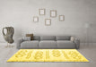 Machine Washable Solid Yellow Modern Rug in a Living Room, wshcon429yw