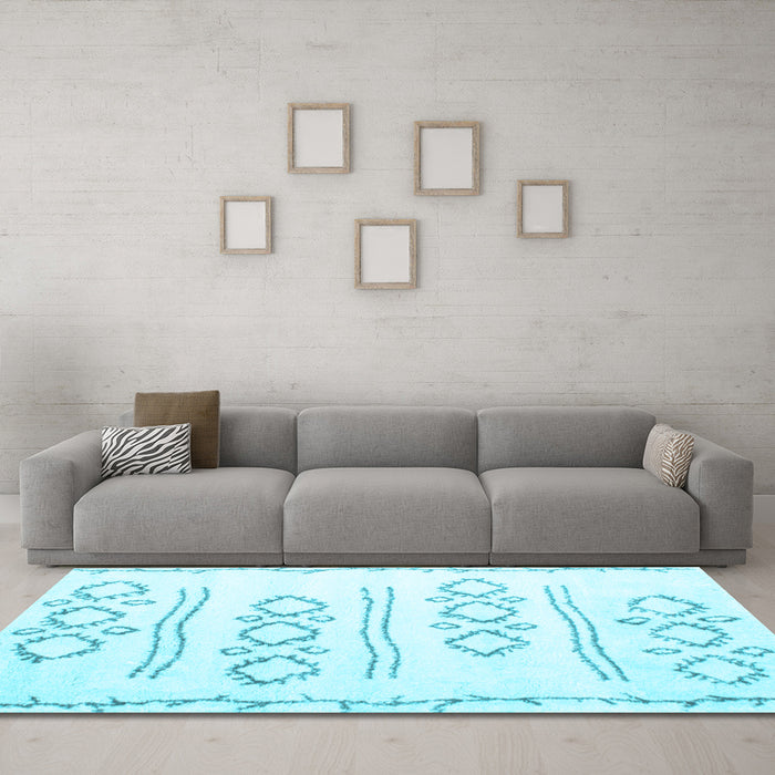 Machine Washable Solid Light Blue Modern Rug in a Living Room, wshcon429lblu