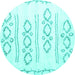 Round Machine Washable Solid Turquoise Modern Area Rugs, wshcon429turq