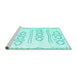 Sideview of Machine Washable Solid Turquoise Modern Area Rugs, wshcon429turq