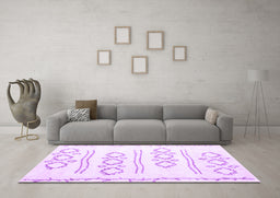 Machine Washable Solid Purple Modern Area Rugs in a Living Room, wshcon429pur