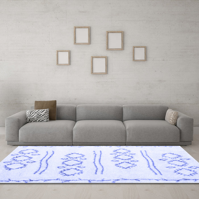 Machine Washable Solid Blue Modern Rug in a Living Room, wshcon429blu