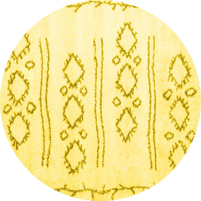 Round Solid Yellow Modern Rug, con429yw