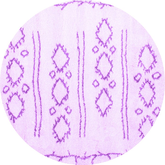 Round Machine Washable Solid Purple Modern Area Rugs, wshcon429pur