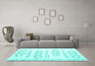 Machine Washable Solid Turquoise Modern Area Rugs in a Living Room,, wshcon429turq