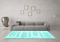 Machine Washable Solid Turquoise Modern Rug, wshcon429turq