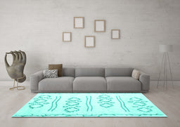 Machine Washable Solid Turquoise Modern Area Rugs in a Living Room,, wshcon429turq