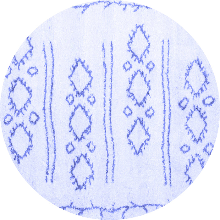 Round Solid Blue Modern Rug, con429blu