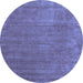 Round Machine Washable Abstract Blue Contemporary Rug, wshcon42blu