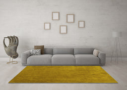 Machine Washable Abstract Yellow Contemporary Rug in a Living Room, wshcon42yw