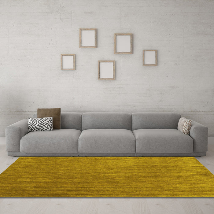 Machine Washable Abstract Yellow Contemporary Rug in a Living Room, wshcon42yw
