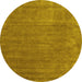 Round Abstract Yellow Contemporary Rug, con42yw