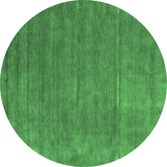 Round Machine Washable Abstract Emerald Green Contemporary Area Rugs, wshcon42emgrn
