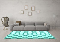 Machine Washable Terrilis Turquoise Contemporary Rug, wshcon430turq