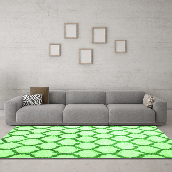 Machine Washable Terrilis Green Contemporary Area Rugs in a Living Room,, wshcon430grn