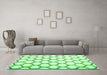 Machine Washable Terrilis Emerald Green Contemporary Area Rugs in a Living Room,, wshcon430emgrn