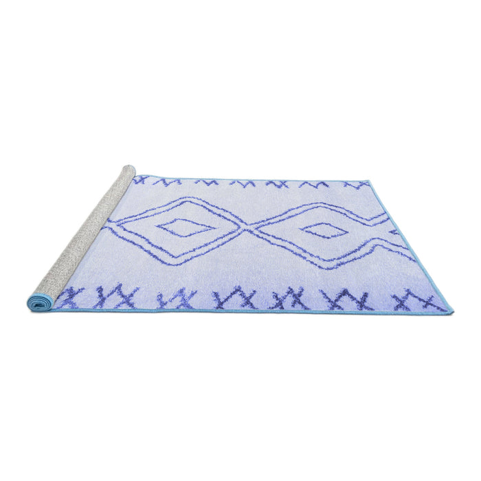 Sideview of Machine Washable Solid Blue Modern Rug, wshcon431blu