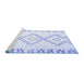 Sideview of Machine Washable Solid Blue Modern Rug, wshcon431blu