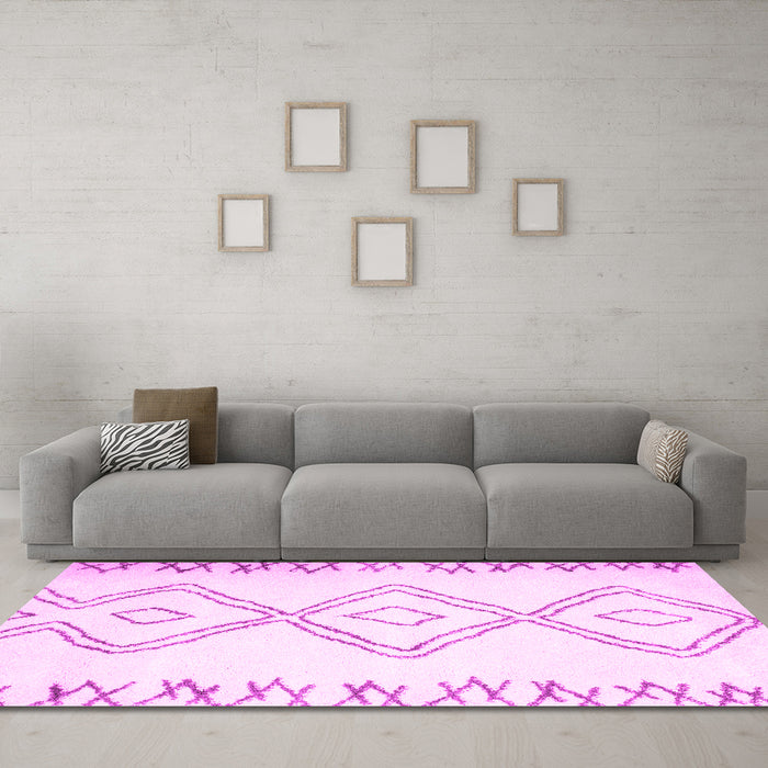 Machine Washable Solid Pink Modern Rug in a Living Room, wshcon431pnk