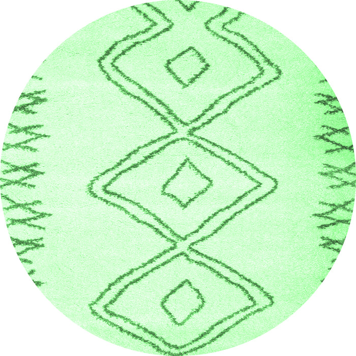 Round Machine Washable Solid Emerald Green Modern Area Rugs, wshcon431emgrn