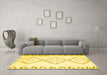 Machine Washable Solid Yellow Modern Rug in a Living Room, wshcon431yw