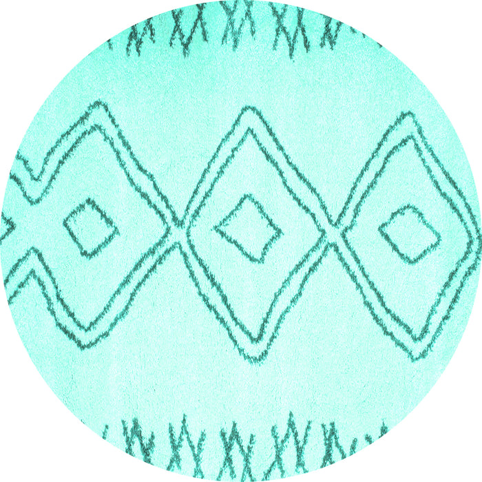 Round Solid Turquoise Modern Rug, con431turq