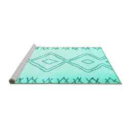 Sideview of Machine Washable Solid Turquoise Modern Area Rugs, wshcon431turq