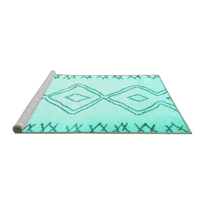 Sideview of Machine Washable Solid Turquoise Modern Area Rugs, wshcon431turq
